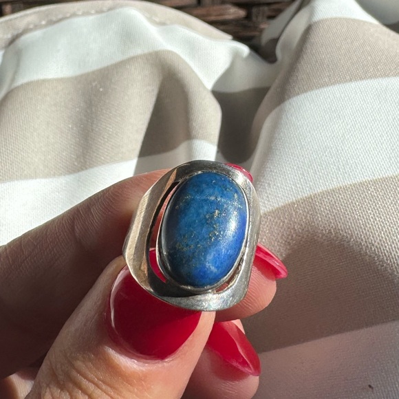 Oval Lapis Lazuli 925 Sterling silver ring - Picture 2 of 8